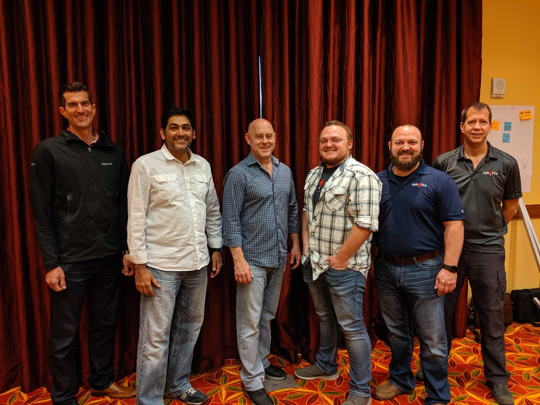 AgileFire team of coaches Bob Ternes, Ramesh Nori, Ian Merwin, Tristan Aragon, Joshua Aragon, and Dwayne Stroman